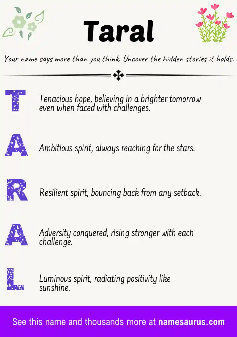 Acrostic poem about Taral.