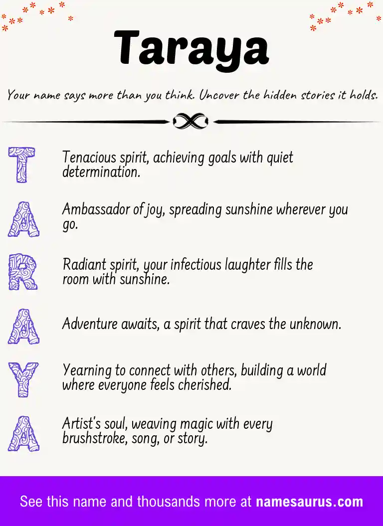 Acrostic poem about Taraya.