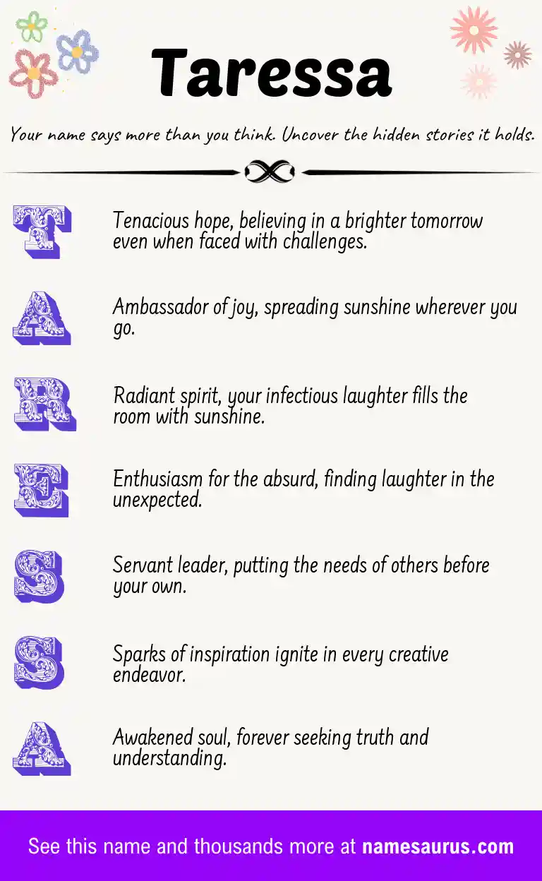 Acrostic poem about Taressa.