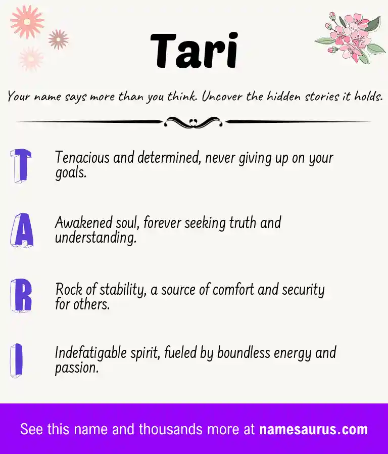 Acrostic poem about Tari.