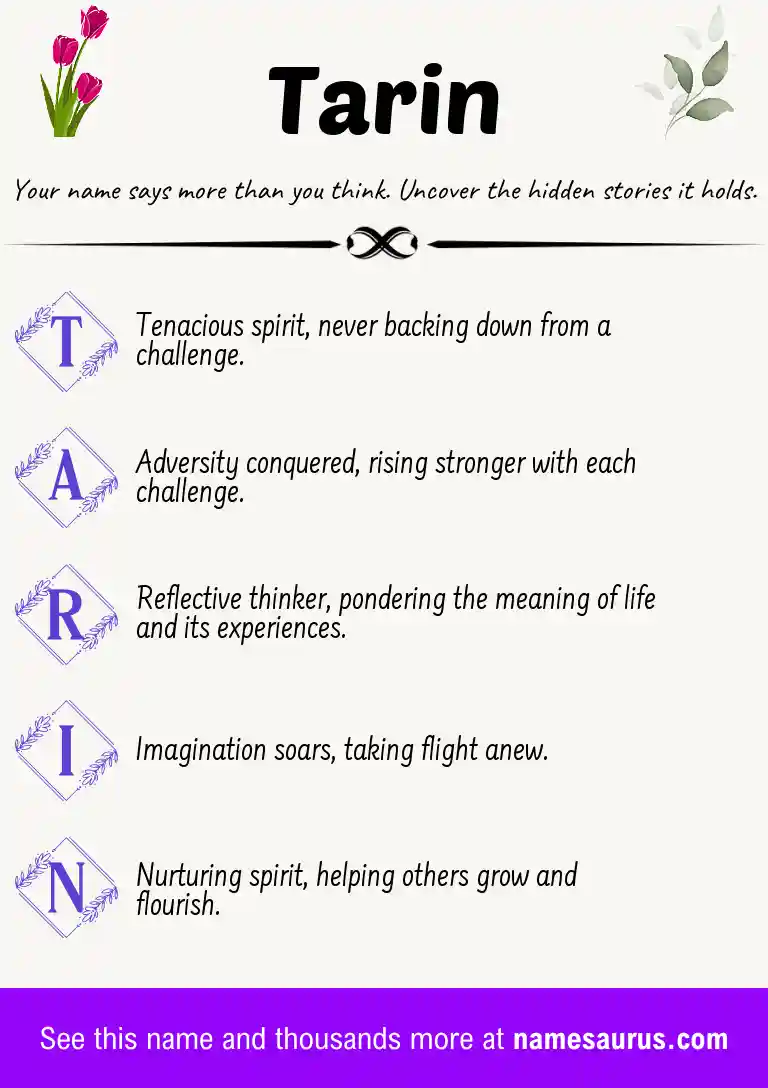 Acrostic poem about Tarin.