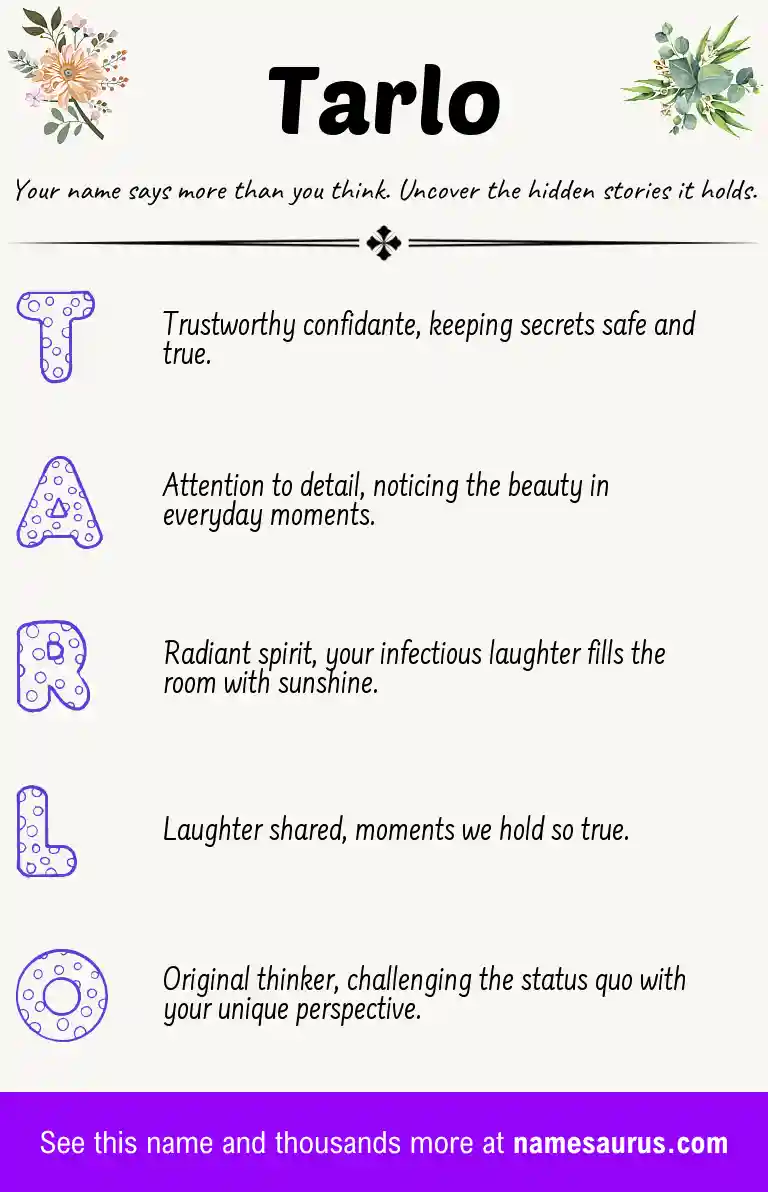 Acrostic poem about Tarlo.