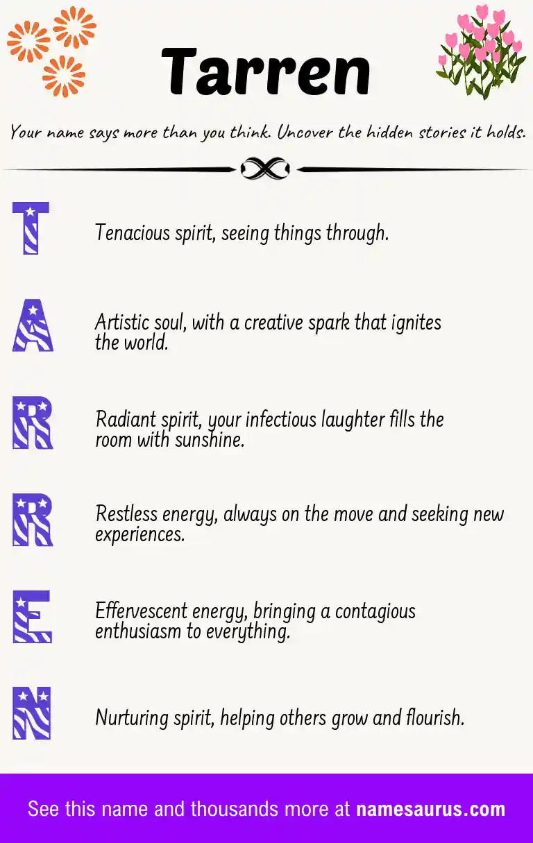 Acrostic poem about Tarren.