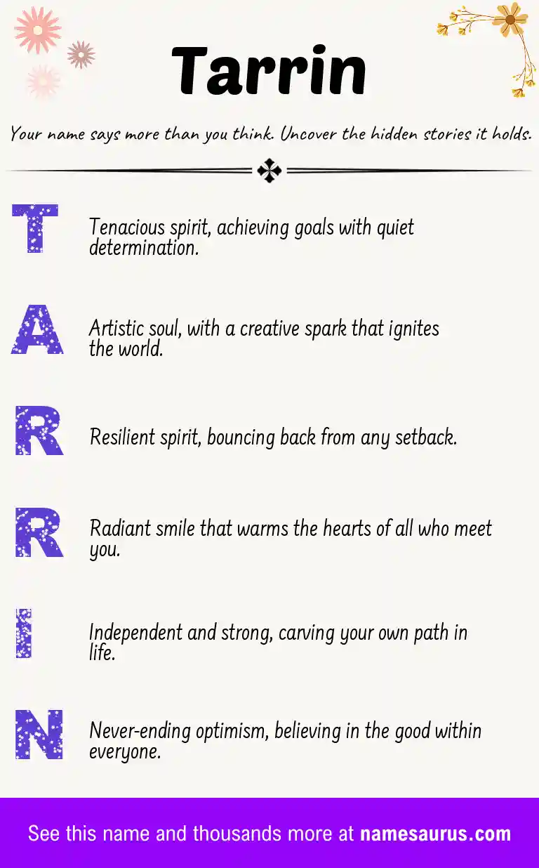 Acrostic poem about Tarrin.