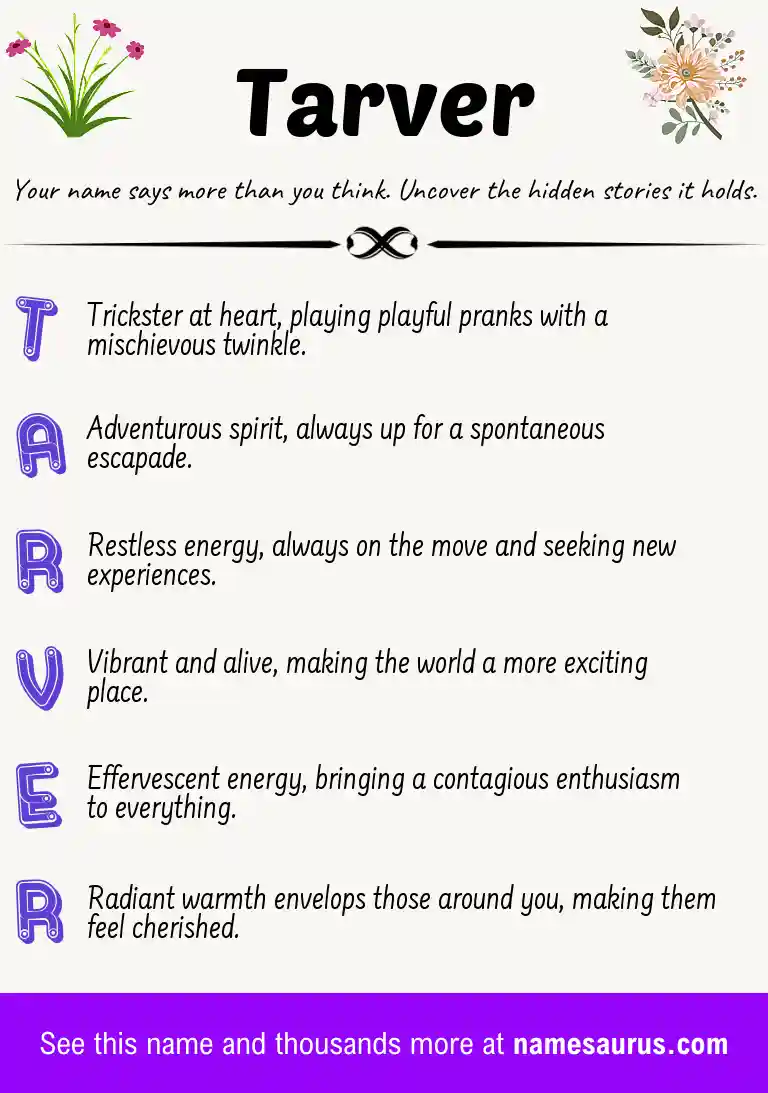 Acrostic poem about Tarver.