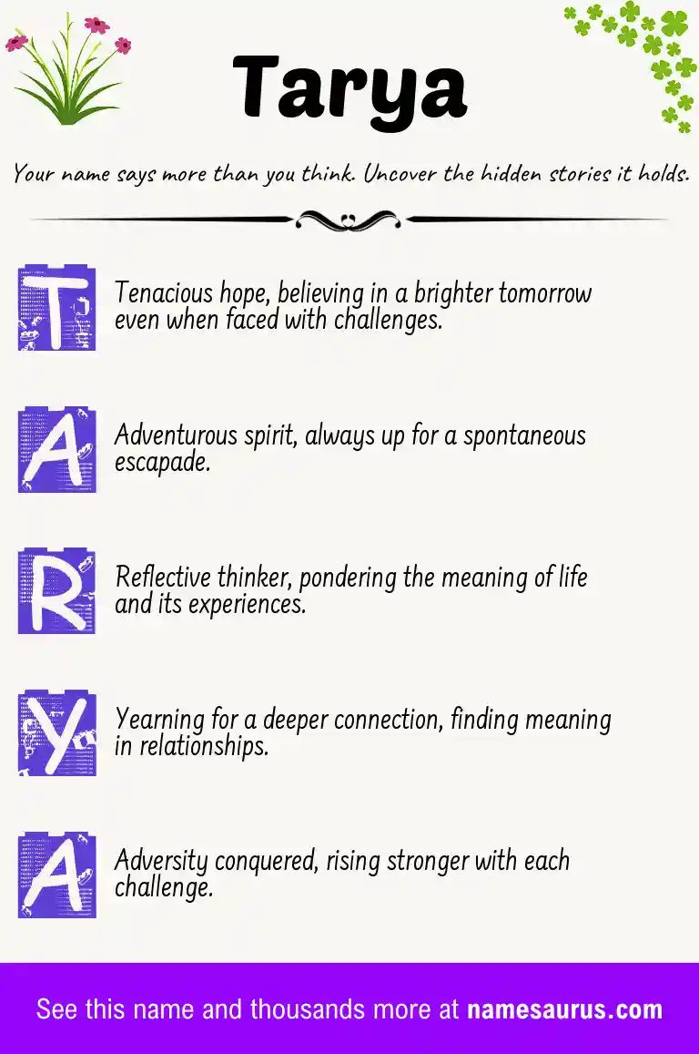 Acrostic poem about Tarya.