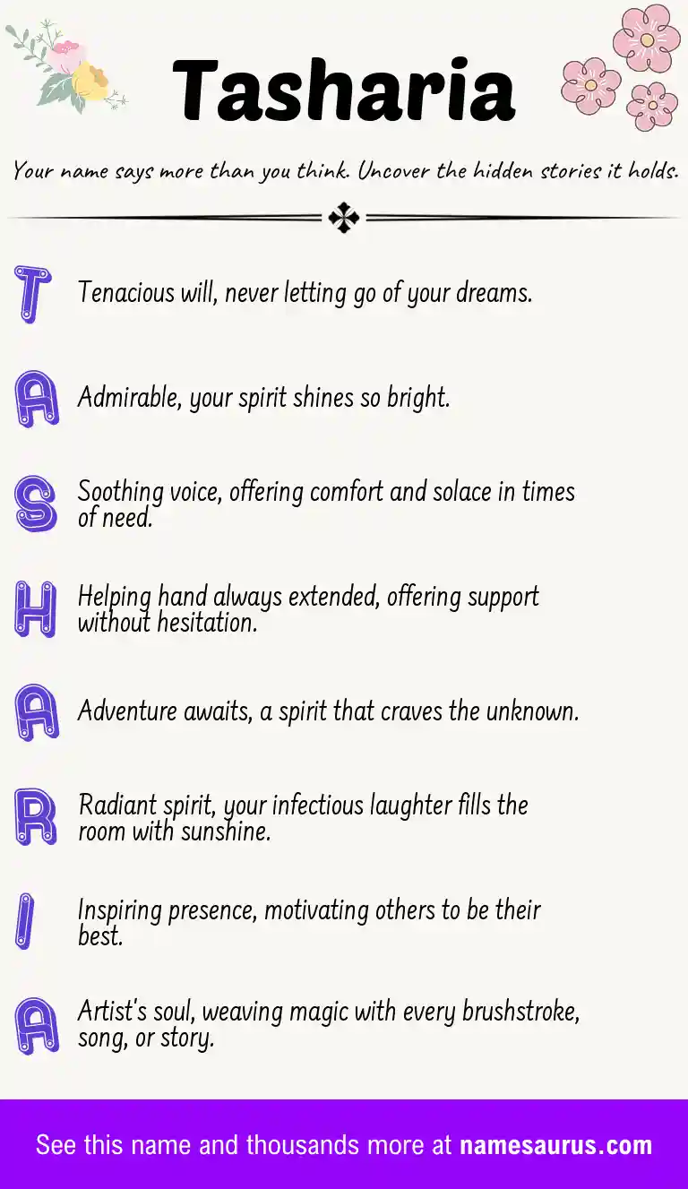 Acrostic poem about Tasharia.