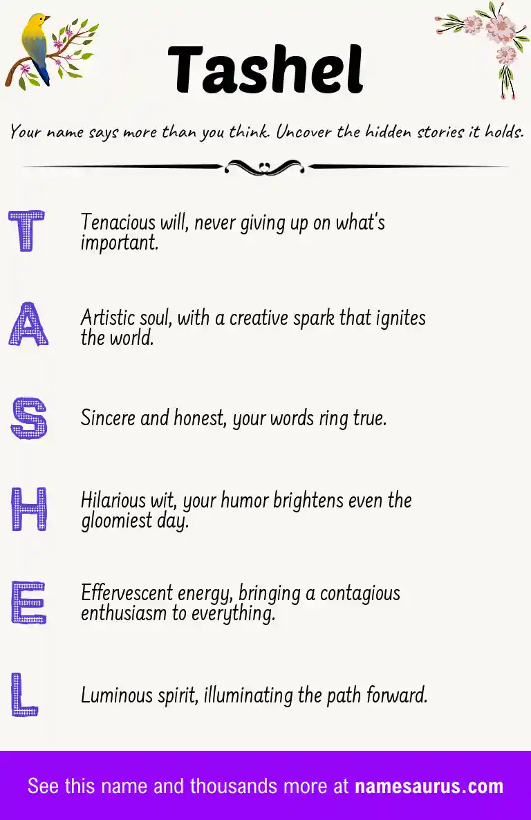 Acrostic poem about Tashel.
