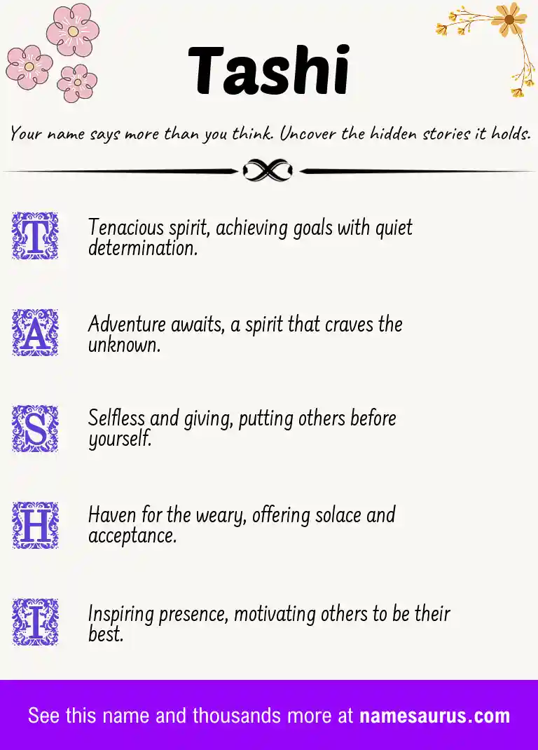 Acrostic poem about Tashi.