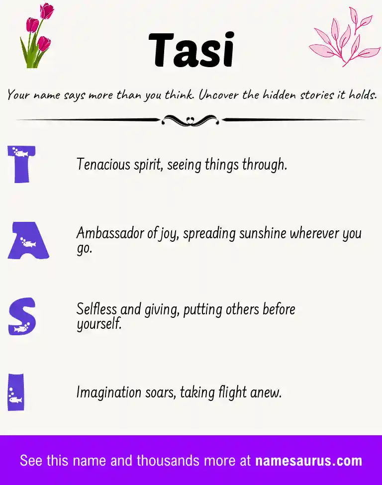 Acrostic poem about Tasi.