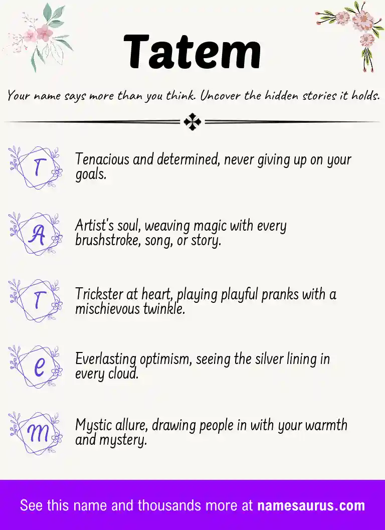 Acrostic poem about Tatem.