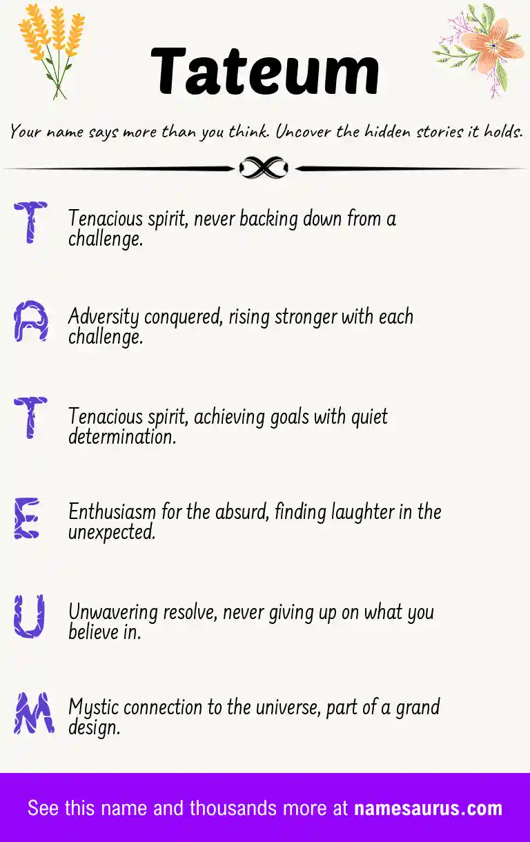 Acrostic poem about Tateum.