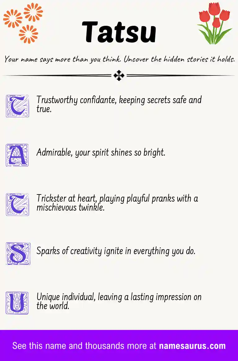 Acrostic poem about Tatsu.