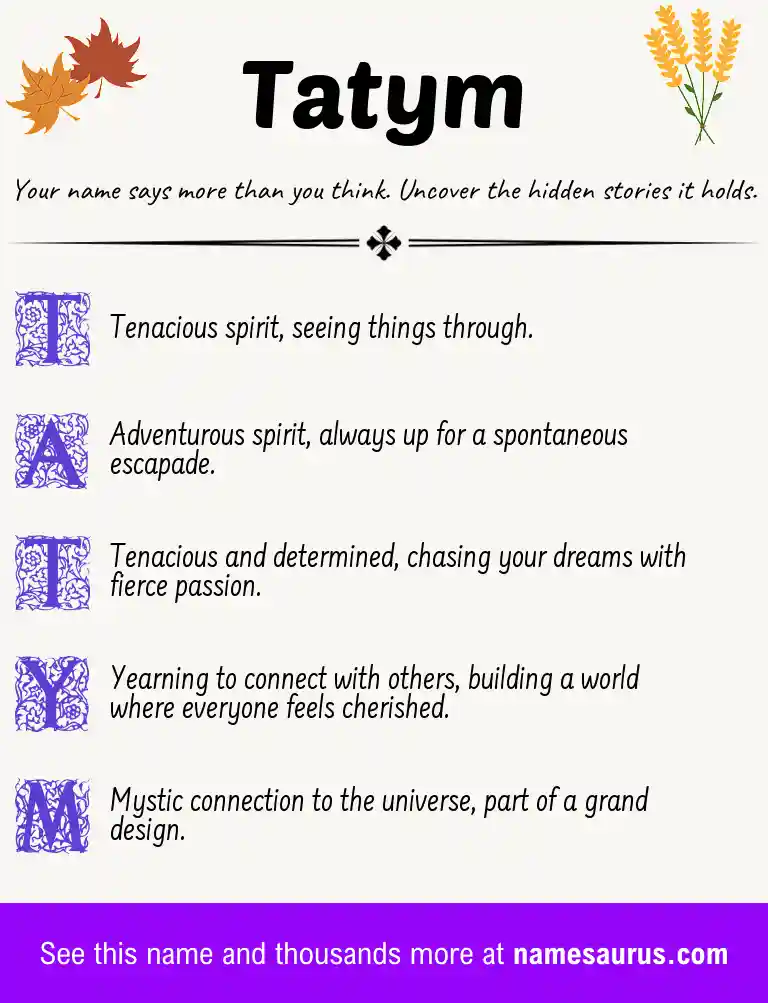 Acrostic poem about Tatym.