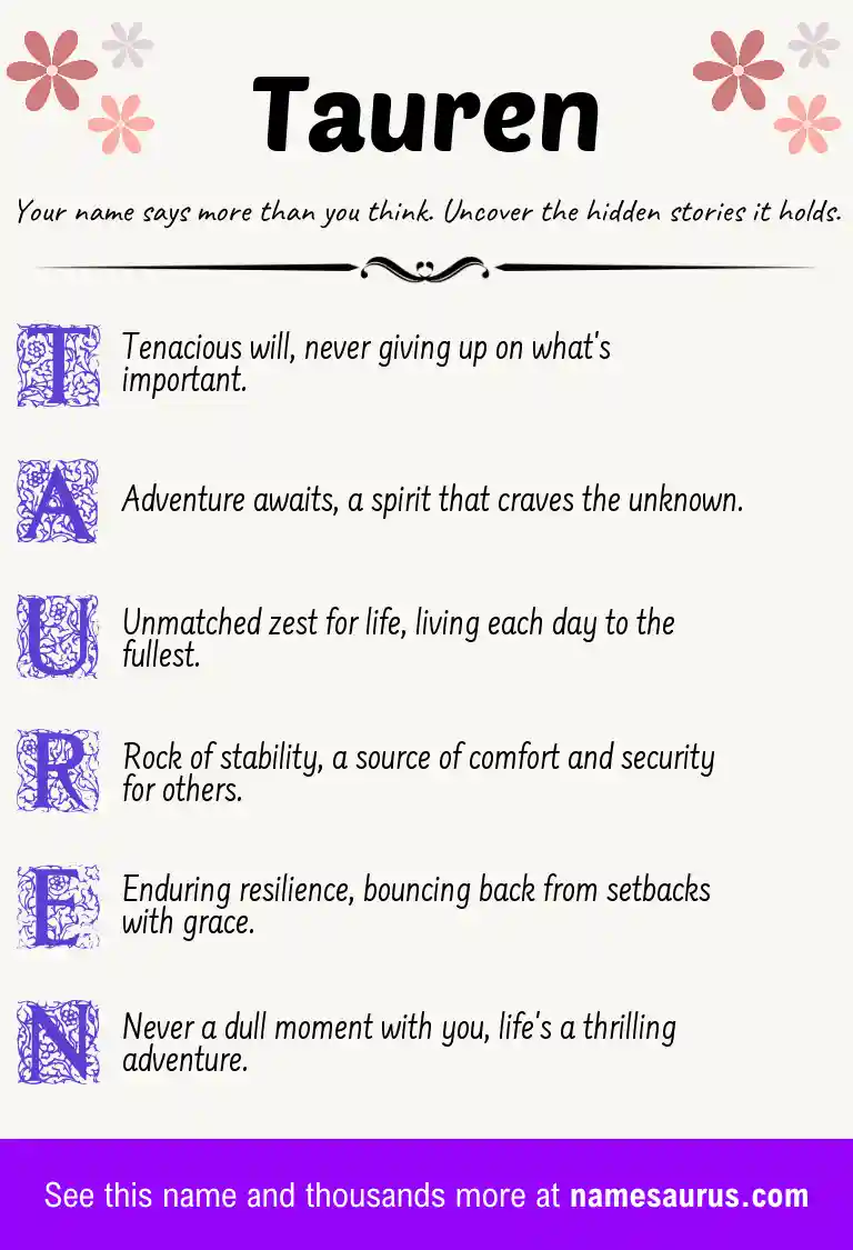 Acrostic poem about Tauren.