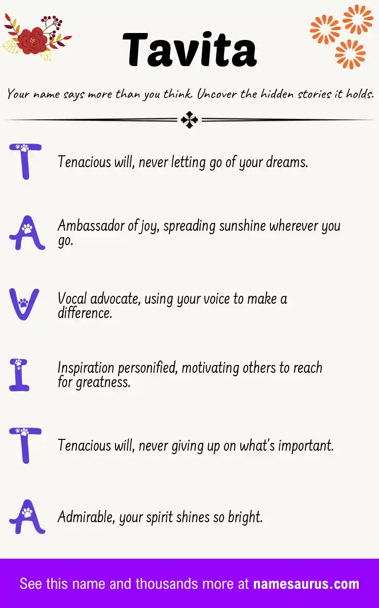 Acrostic poem about Tavita.