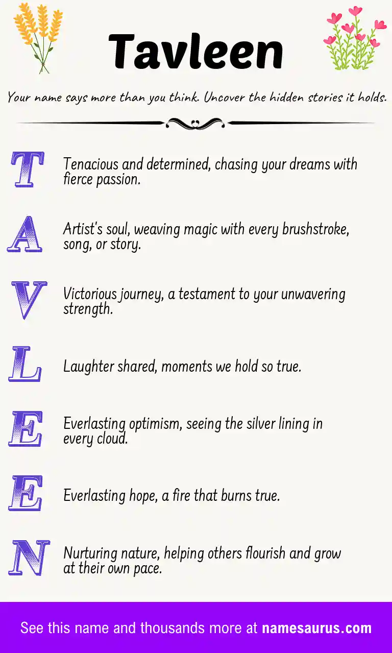 Acrostic poem about Tavleen.
