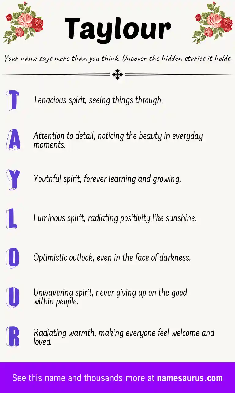 Acrostic poem about Taylour.
