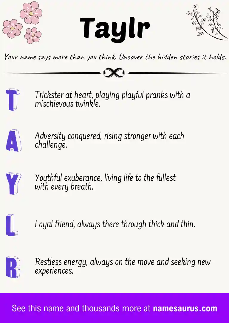 Acrostic poem about Taylr.