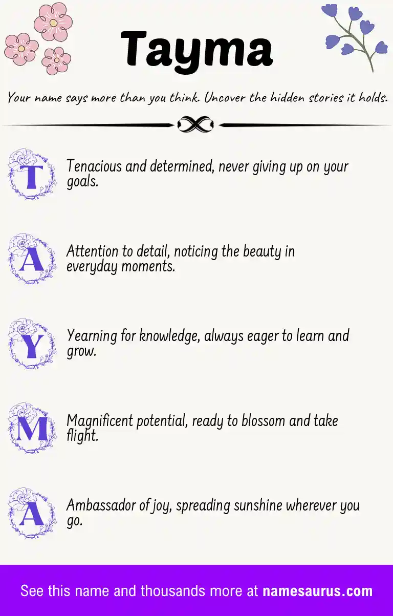 Acrostic poem about Tayma.