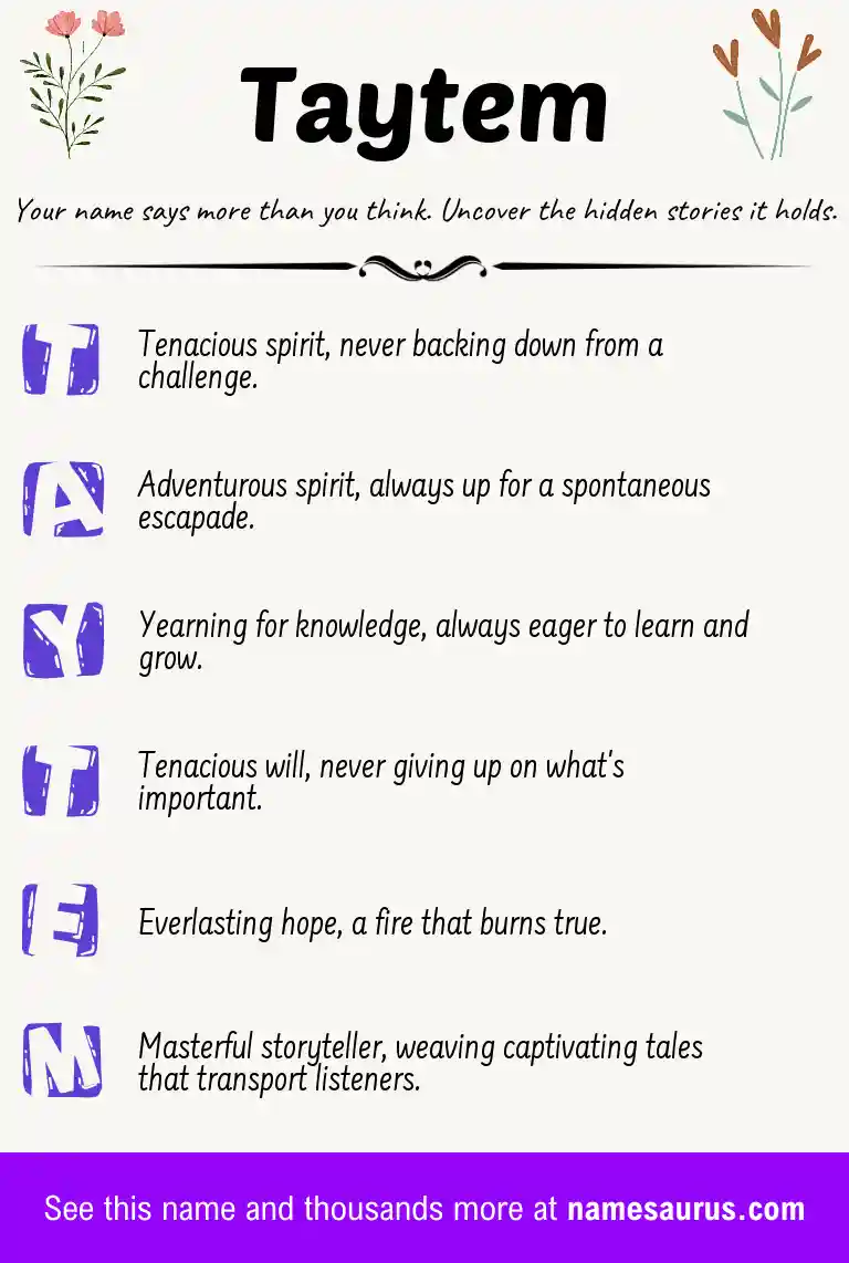 Acrostic poem about Taytem.