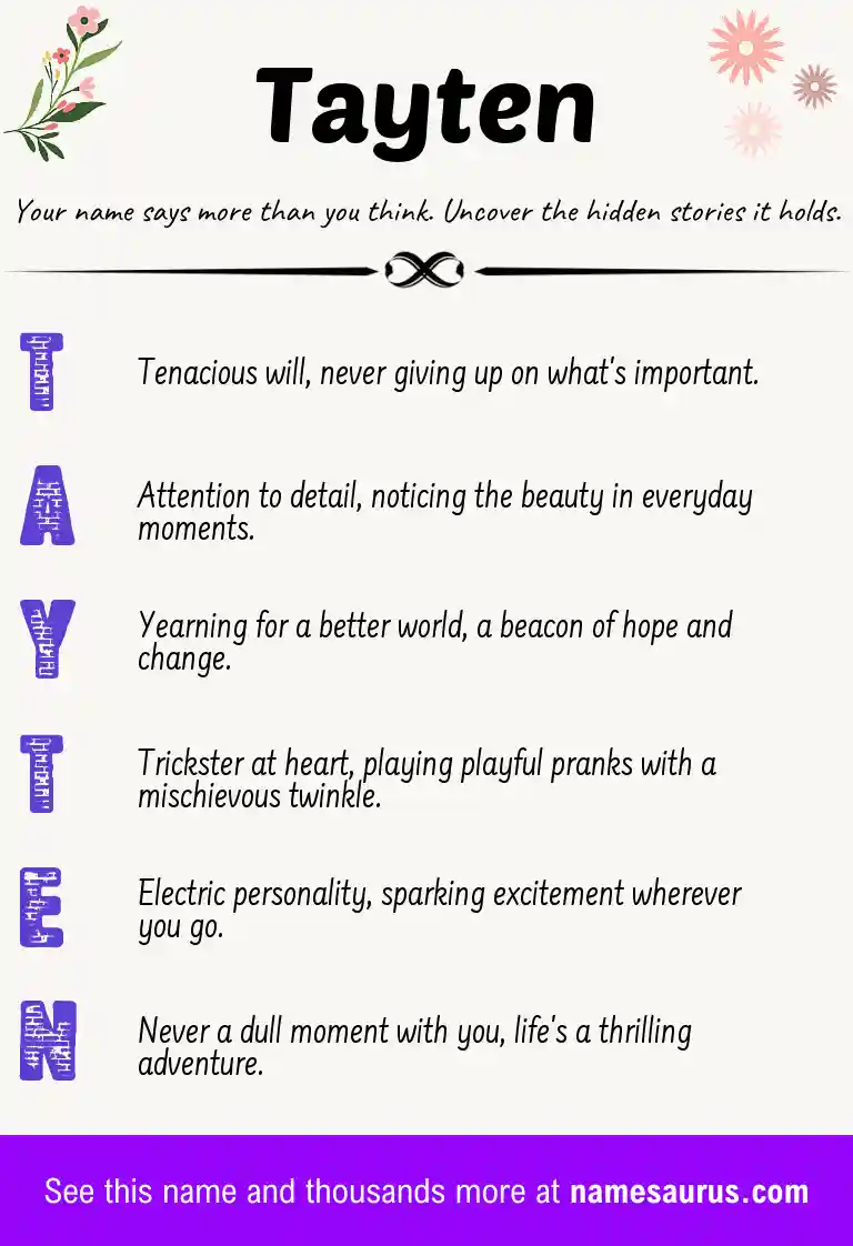 Acrostic poem about Tayten.