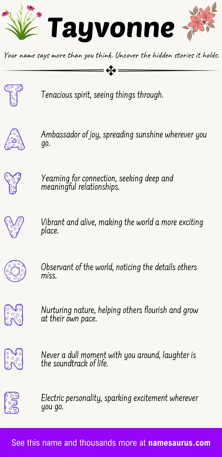 Acrostic poem about Tayvonne.