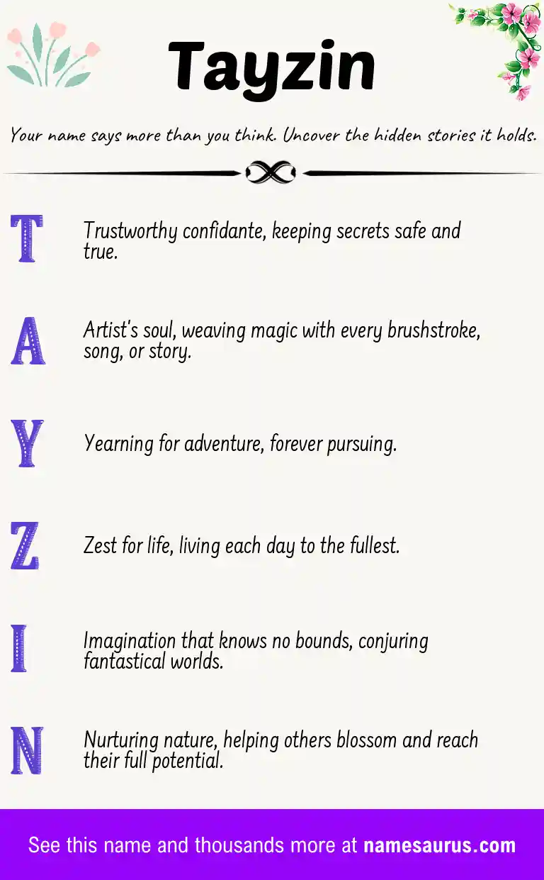 Acrostic poem about Tayzin.