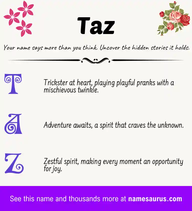 Acrostic poem about Taz.