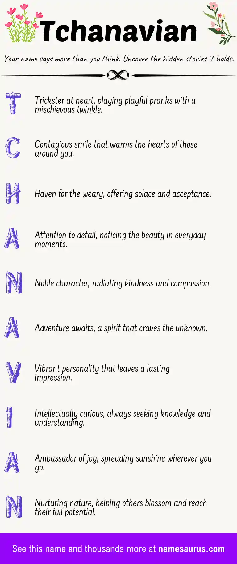 Acrostic poem about Tchanavian.