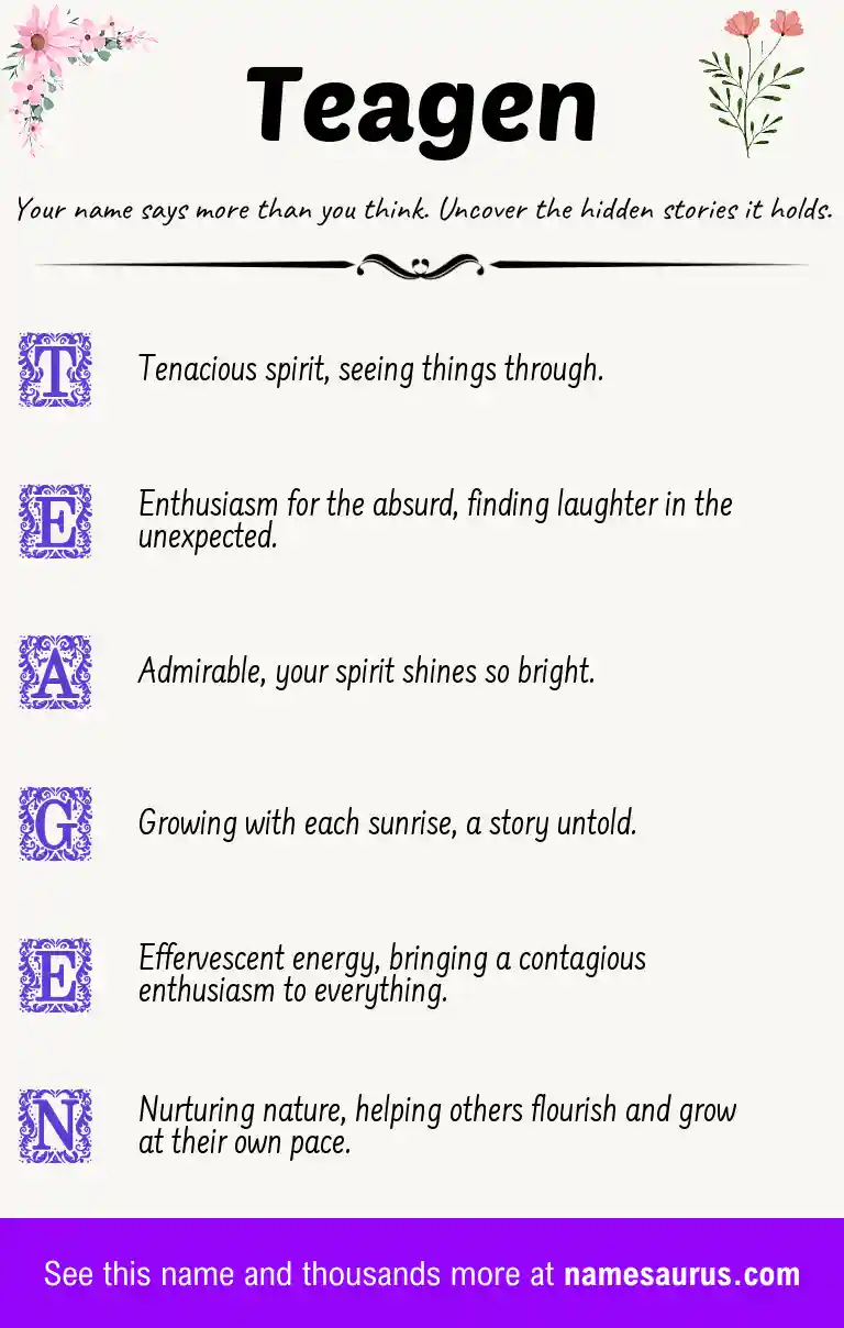 Acrostic poem about Teagen.