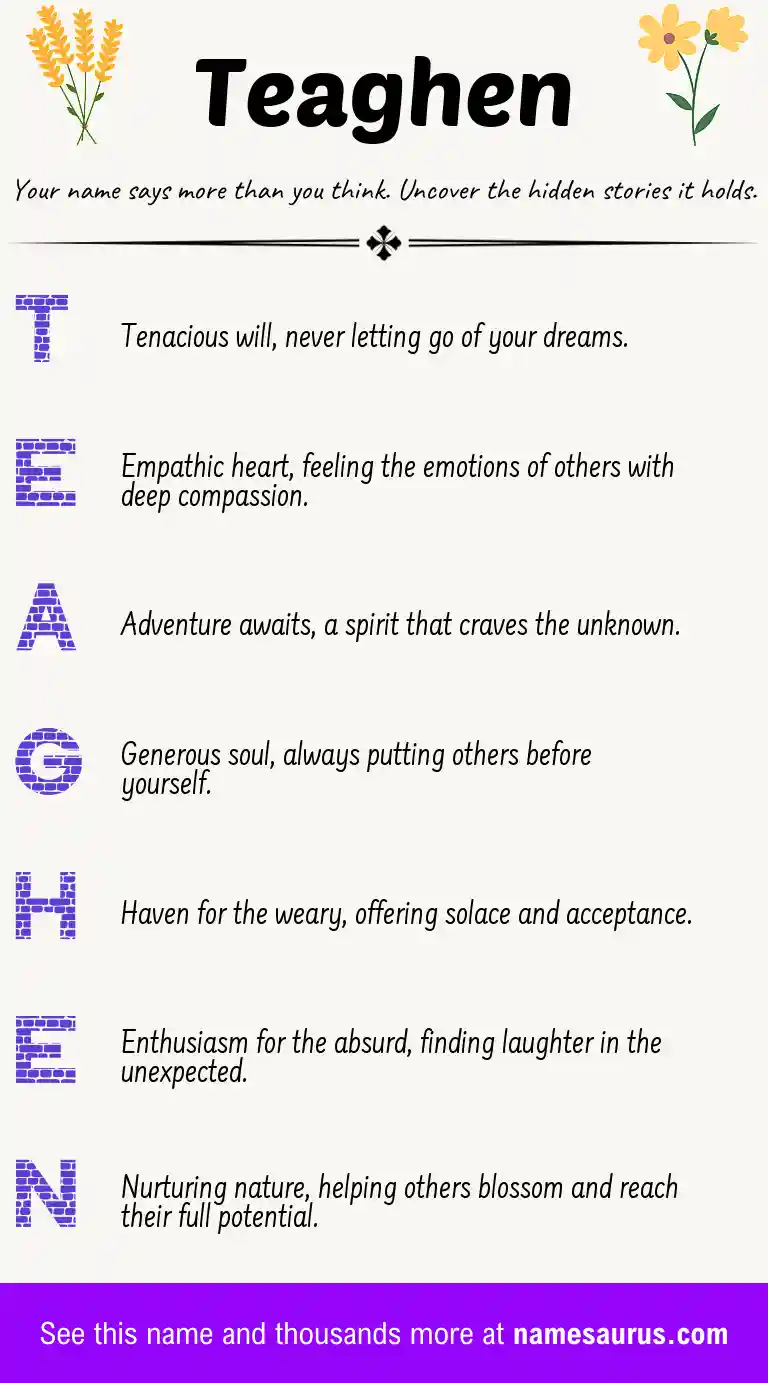 Acrostic poem about Teaghen.