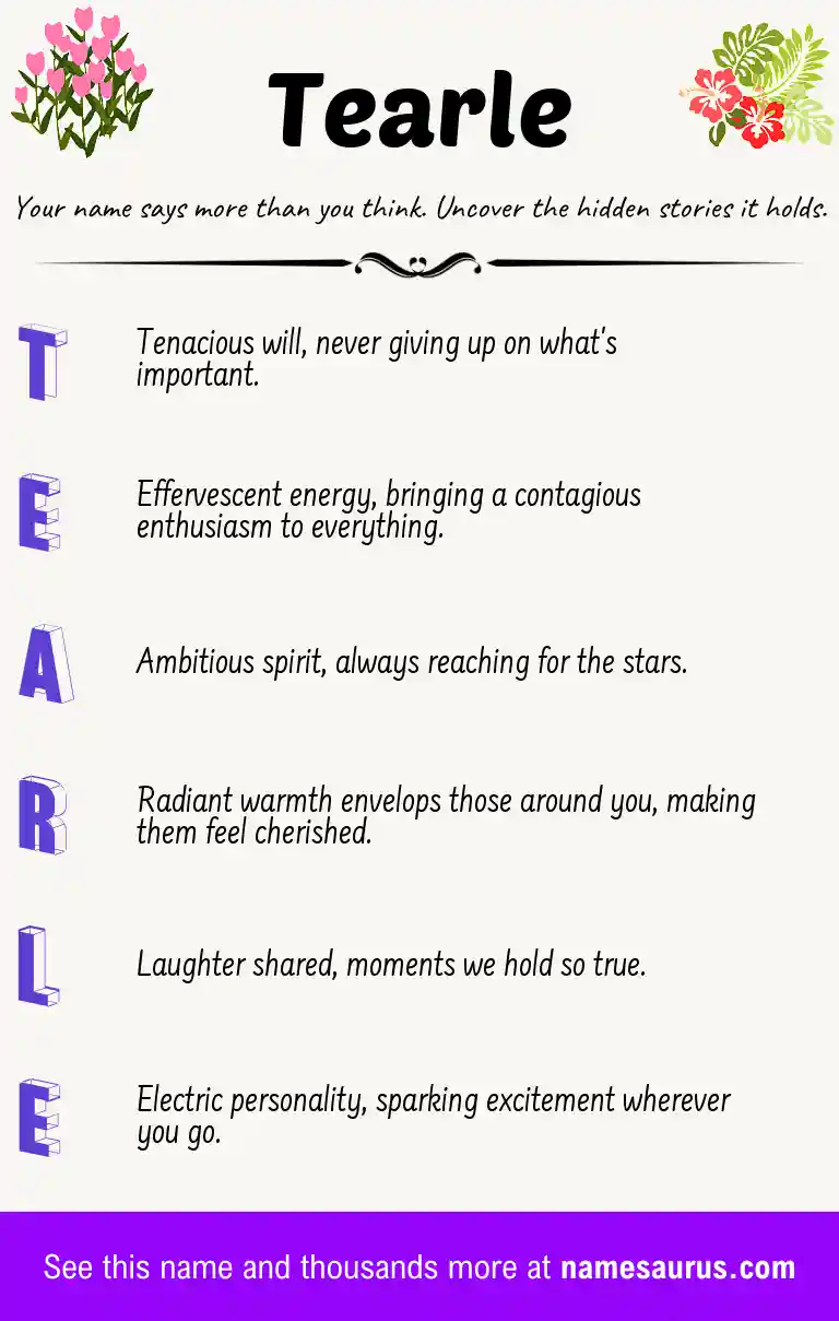 Acrostic poem about Tearle.