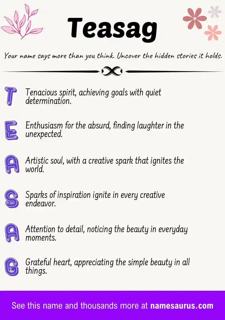 Acrostic poem about Teasag.