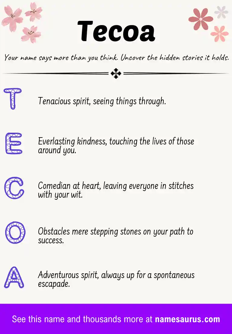 Acrostic poem about Tecoa.
