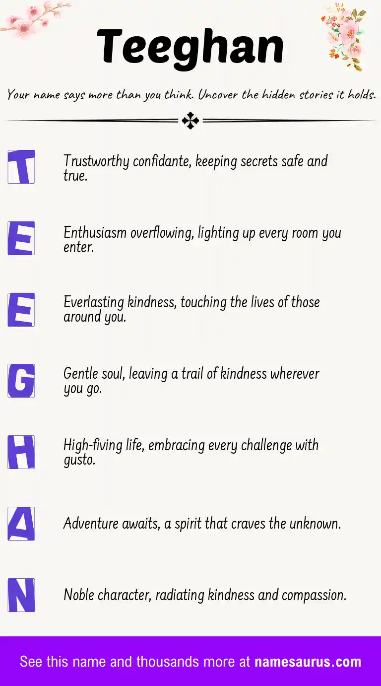 Acrostic poem about Teeghan.