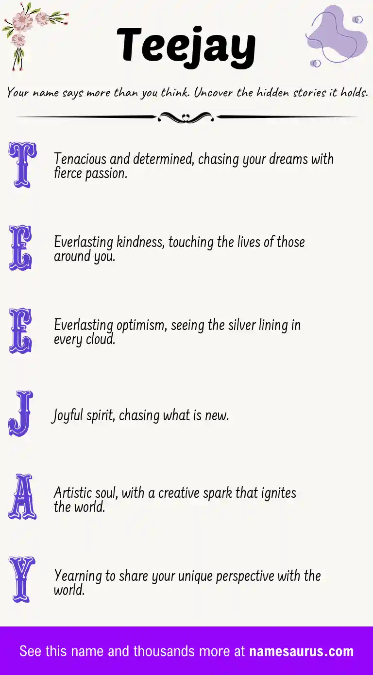 Acrostic poem about Teejay.