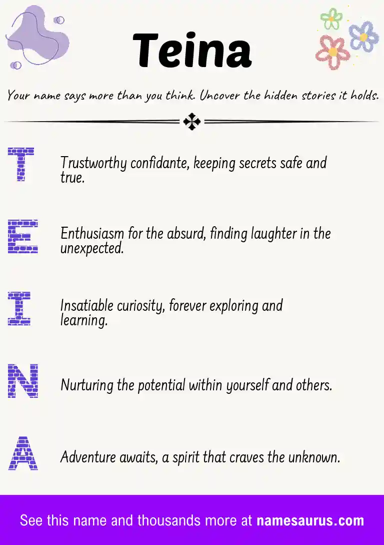 Acrostic poem about Teina.
