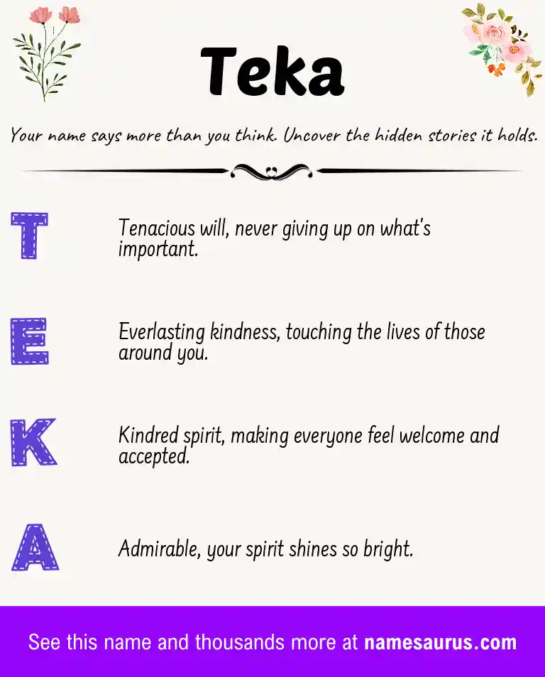 Acrostic poem about Teka.