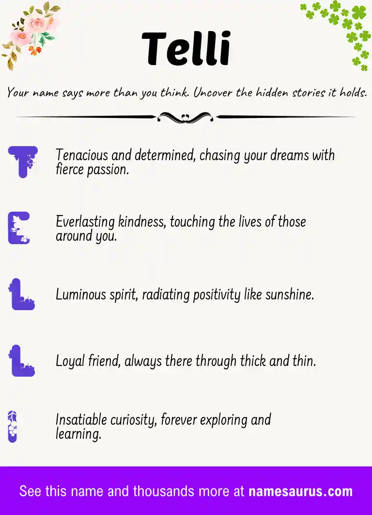 Acrostic poem about Telli.
