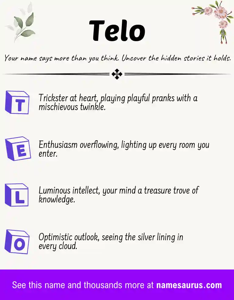 Acrostic poem about Telo.