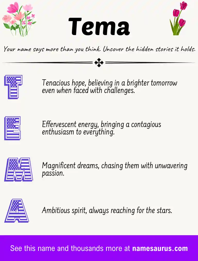 Acrostic poem about Tema.