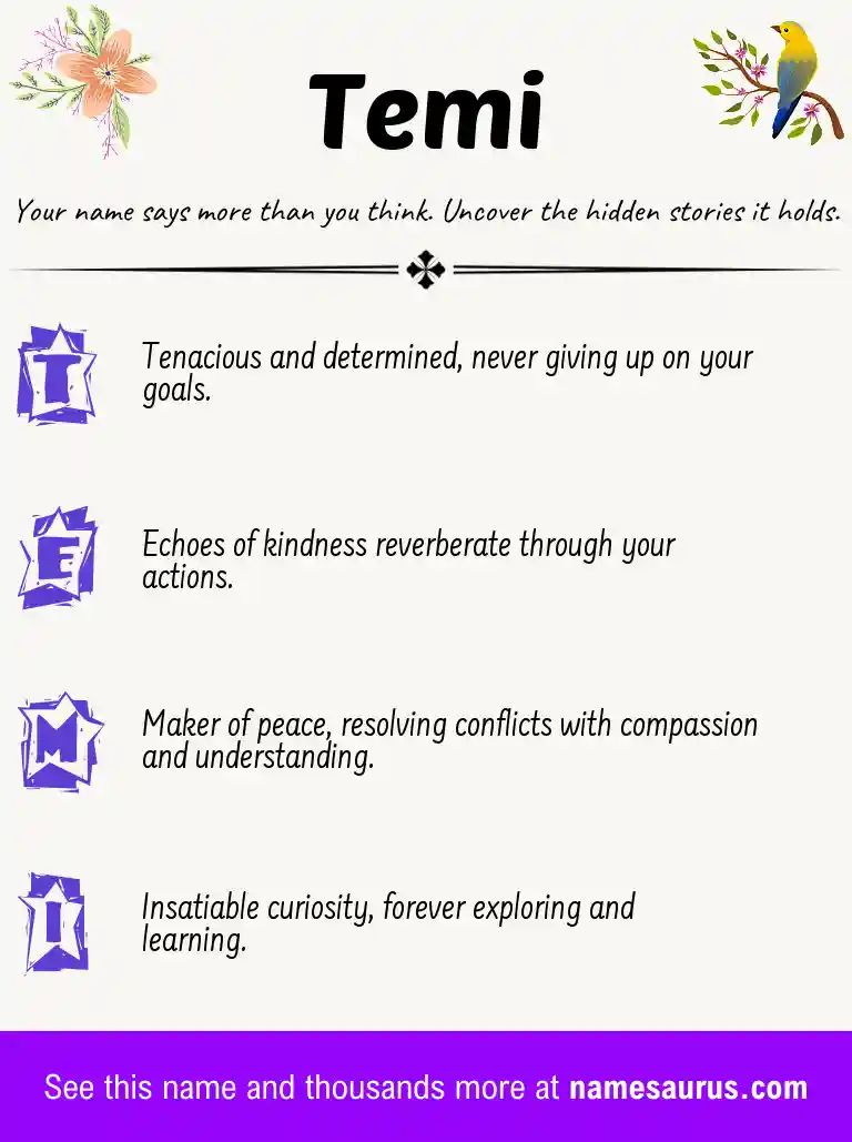Acrostic poem about Temi.