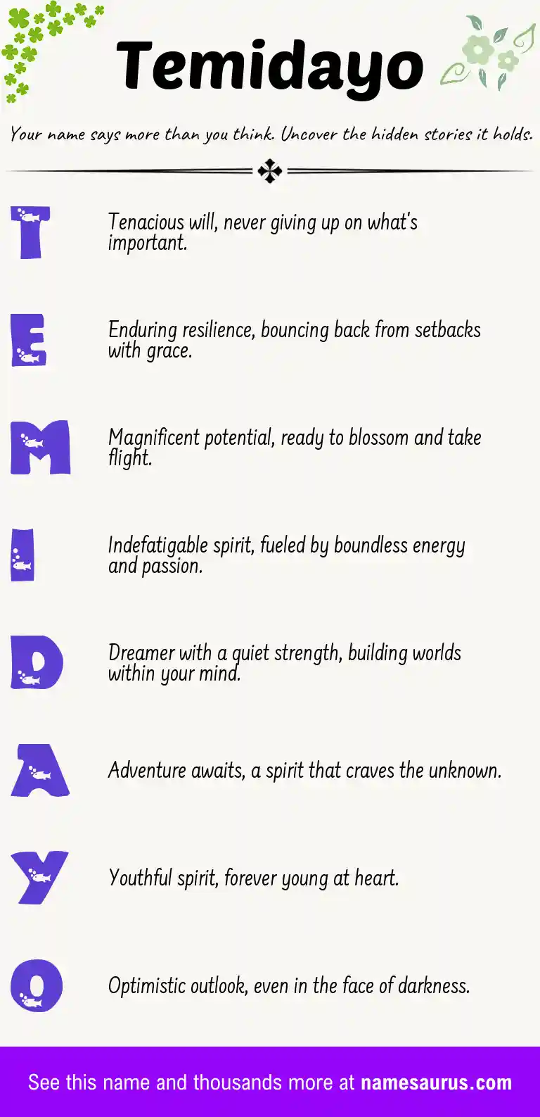 Acrostic poem about Temidayo.
