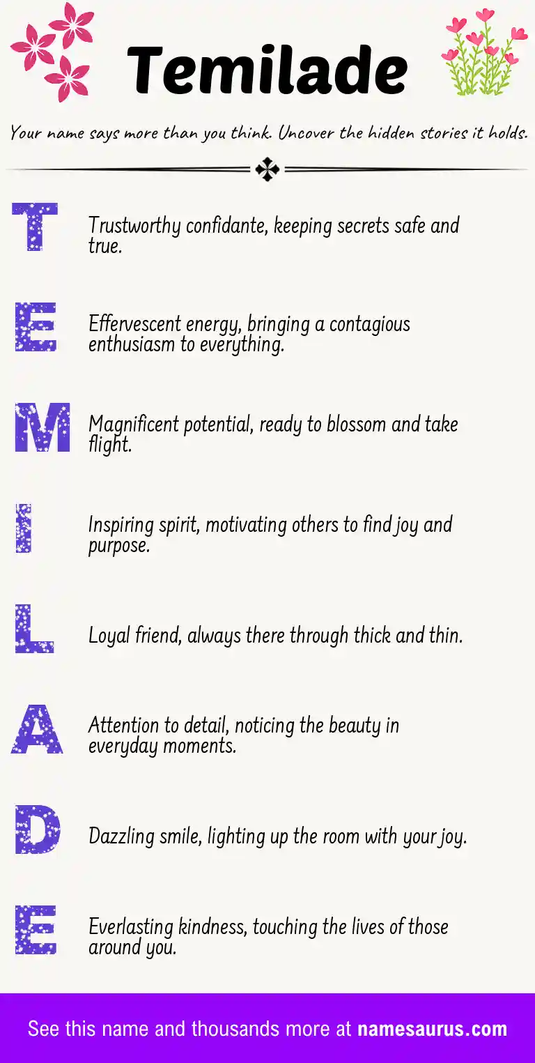 Acrostic poem about Temilade.