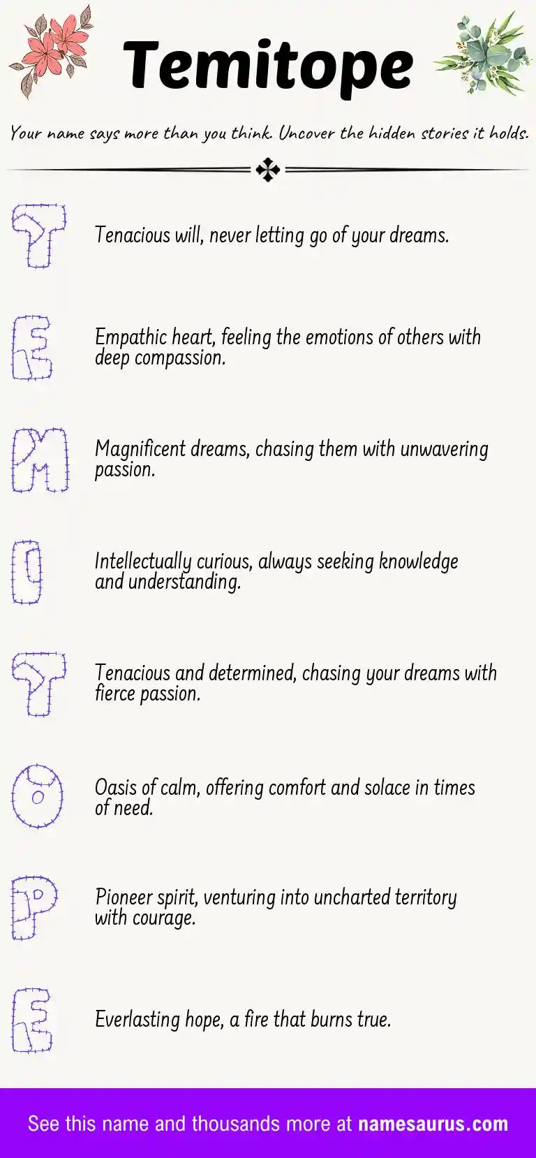 Acrostic poem about Temitope.