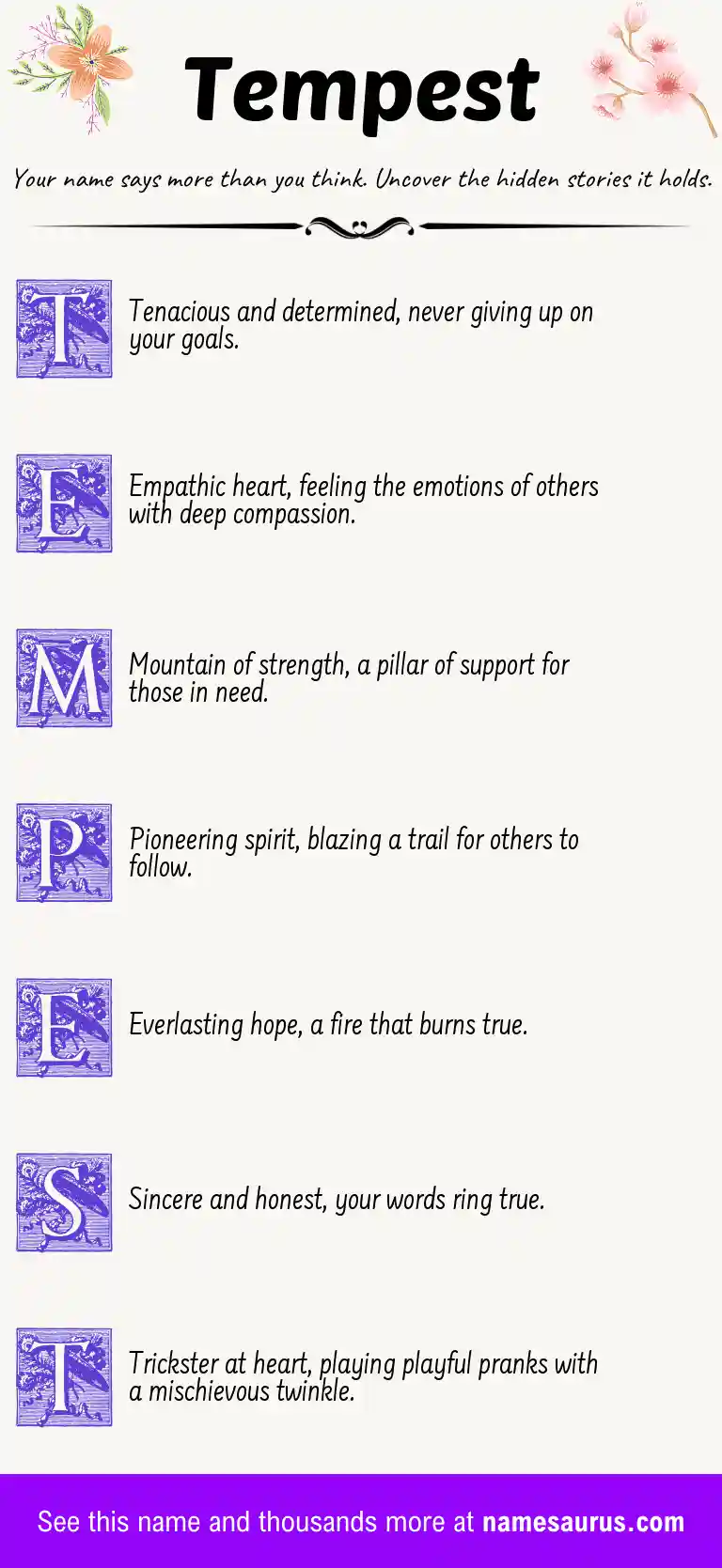 Acrostic poem about Tempest.