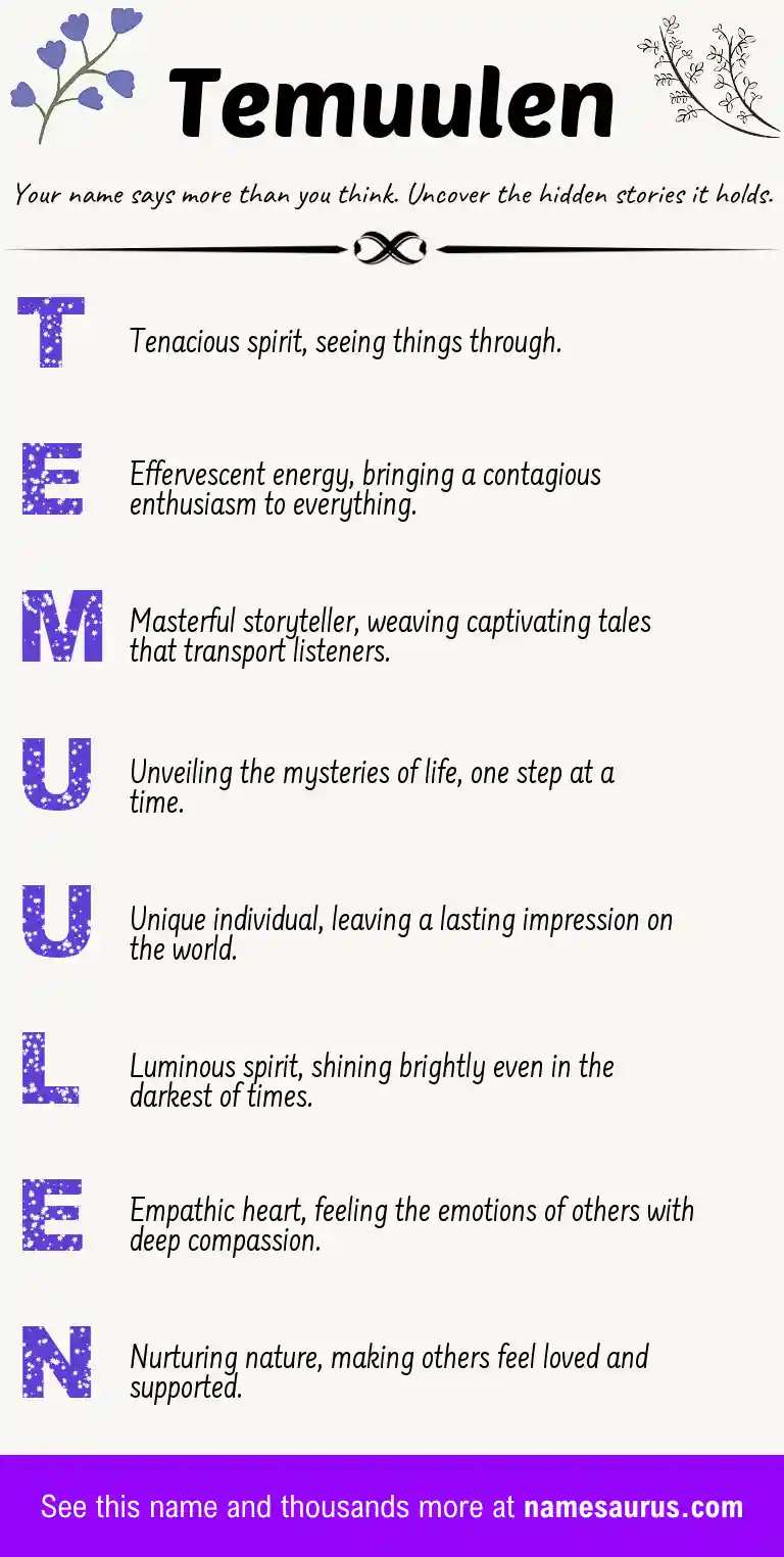 Acrostic poem about Temuulen.