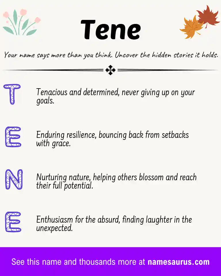 Acrostic poem about Tene.