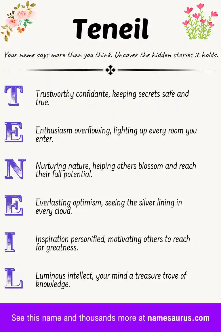 Acrostic poem about Teneil.